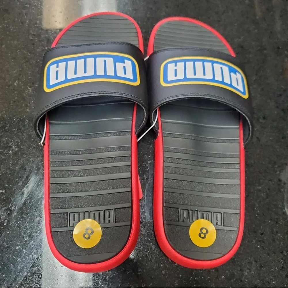 Sz 8 puma slides black & red